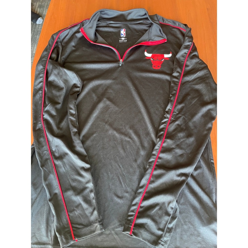 NBA Chicago Bulls Mens Quarter Zip Pullover Black Red VLMD949F Medium